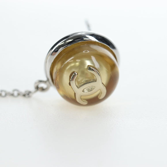 CHANEL Pierce Metal Silver Yellow CC Auth 192858V