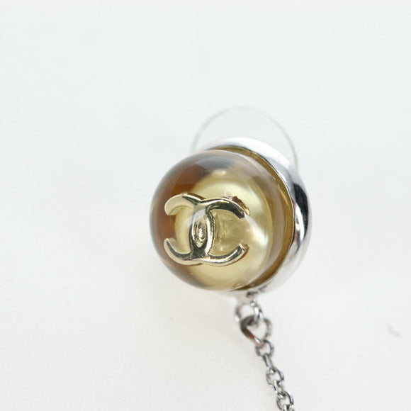 CHANEL Pierce Metal Silver Yellow CC Auth 192858V