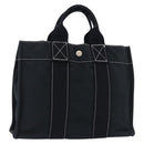 HERMES Fourre Tout PM Hand Bag Canvas Black Silver Auth 192872-1
