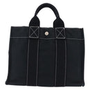 HERMES Fourre Tout PM Hand Bag Canvas Black Silver Auth 192872-2