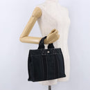 HERMES Fourre Tout PM Hand Bag Canvas Black Silver Auth 192872-22