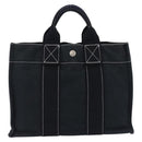 HERMES Fourre Tout PM Hand Bag Canvas Black Silver Auth 192872-3