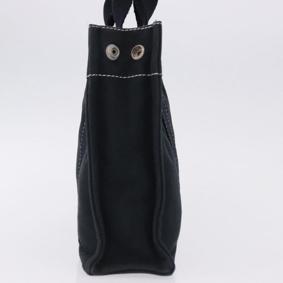 HERMES Fourre Tout PM Hand Bag Canvas Black Silver Auth 192872