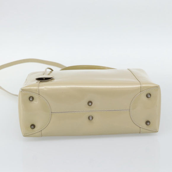 Christian Dior Maris Pearl Tote Bag Patent 2way Champagne Gold Auth 192876A