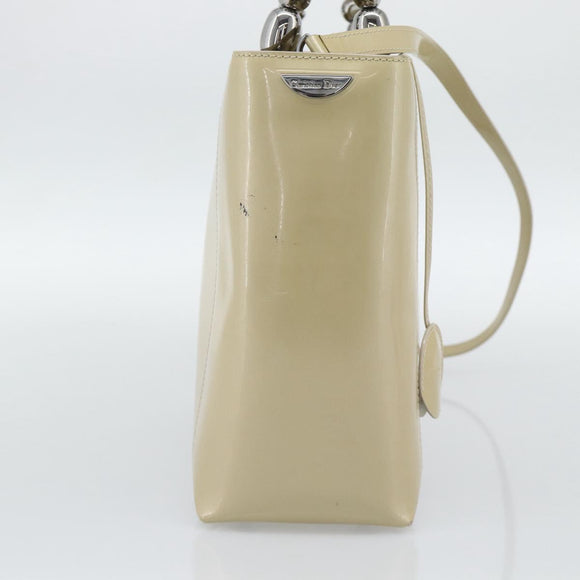 Christian Dior Maris Pearl Tote Bag Patent 2way Champagne Gold Auth 192876A
