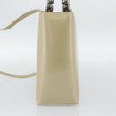 Christian Dior Maris Pearl Tote Bag Patent 2way Champagne Gold Auth 192876A-4