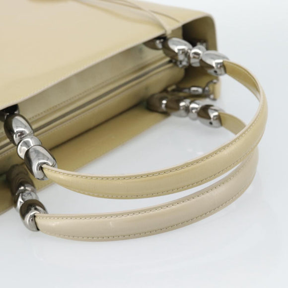 Christian Dior Maris Pearl Tote Bag Patent 2way Champagne Gold Auth 192876A