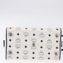 MCM Vicetos Boston Bag PVC Leather 2way White Gold Tone Auth 192878A-5