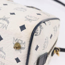 MCM Vicetos Boston Bag PVC Leather 2way White Gold Tone Auth 192878A-15