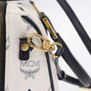 MCM Vicetos Boston Bag PVC Leather 2way White Gold Tone Auth 192878A-18