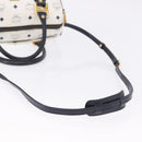 MCM Vicetos Boston Bag PVC Leather 2way White Gold Tone Auth 192878A-9