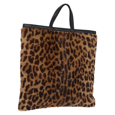 LOEWE Hand Bag Harako leather Black Leopard Auth 192879A