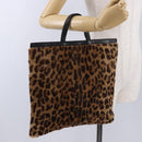 LOEWE Hand Bag Harako leather Black Leopard Auth 192879A-20