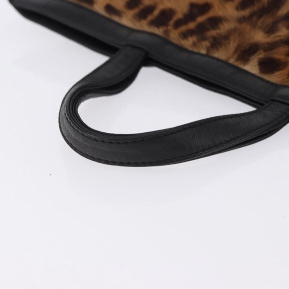 LOEWE Hand Bag Harako leather Black Leopard Auth 192879A