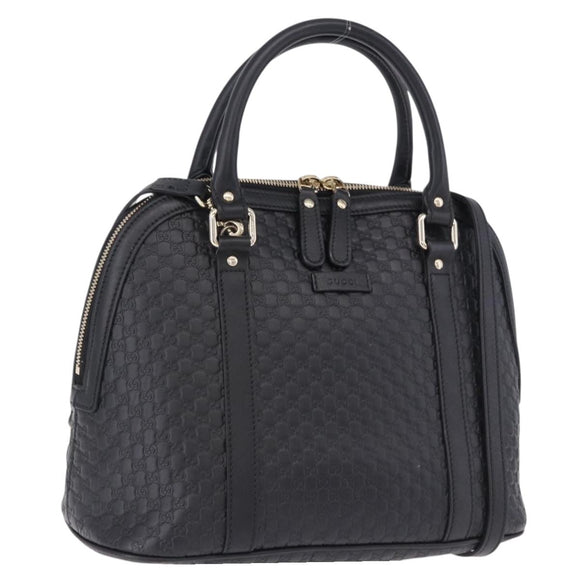 GUCCI Micro GG Canvas Guccissima Bag Leather 2way Outlet Black Auth 192880V