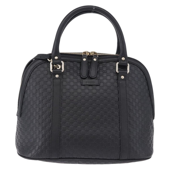GUCCI Micro GG Canvas Guccissima Bag Leather 2way Outlet Black Auth 192880V