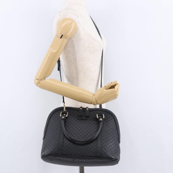 GUCCI Micro GG Canvas Guccissima Bag Leather 2way Outlet Black Auth 192880V
