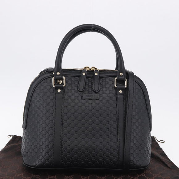 GUCCI Micro GG Canvas Guccissima Bag Leather 2way Outlet Black Auth 192880V