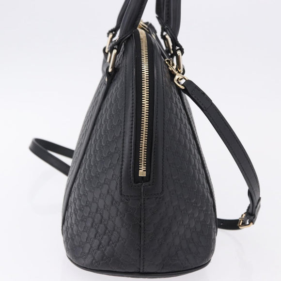 GUCCI Micro GG Canvas Guccissima Bag Leather 2way Outlet Black Auth 192880V
