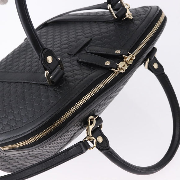 GUCCI Micro GG Canvas Guccissima Bag Leather 2way Outlet Black Auth 192880V