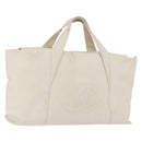 CHANEL Hand Bag Leather Ivory Silver CC Auth 192881-1