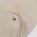 CHANEL Hand Bag Leather Ivory Silver CC Auth 192881-13