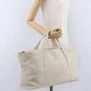 CHANEL Hand Bag Leather Ivory Silver CC Auth 192881-23