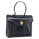 Christian Dior Hand Bag Leather Black Gold Tone Auth 192882-1