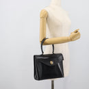 Christian Dior Hand Bag Leather Black Gold Tone Auth 192882-19