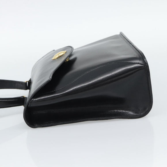 Christian Dior Hand Bag Leather Black Gold Tone Auth 192882
