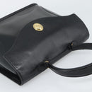 Christian Dior Hand Bag Leather Black Gold Tone Auth 192882-6