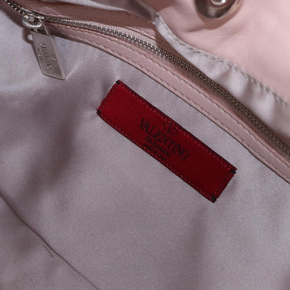 VALENTINO Tote Bag Leather Pink Silver Auth 192885A