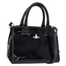 Vivienne Westwood Patent Hand Bag 2way Black Gold Tone Auth 192886A-1