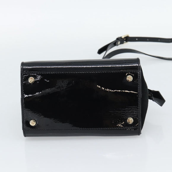 Vivienne Westwood Patent Hand Bag 2way Black Gold Tone Auth 192886A