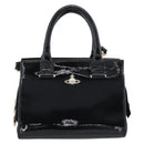 Vivienne Westwood Patent Hand Bag 2way Black Gold Tone Auth 192886A-2