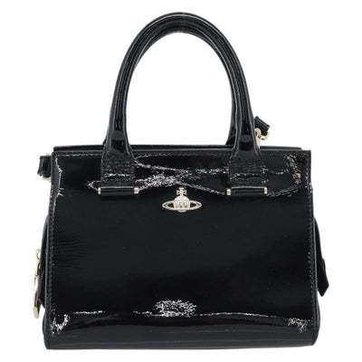 Vivienne Westwood Patent Hand Bag 2way Black Gold Tone Auth 192886A - 0