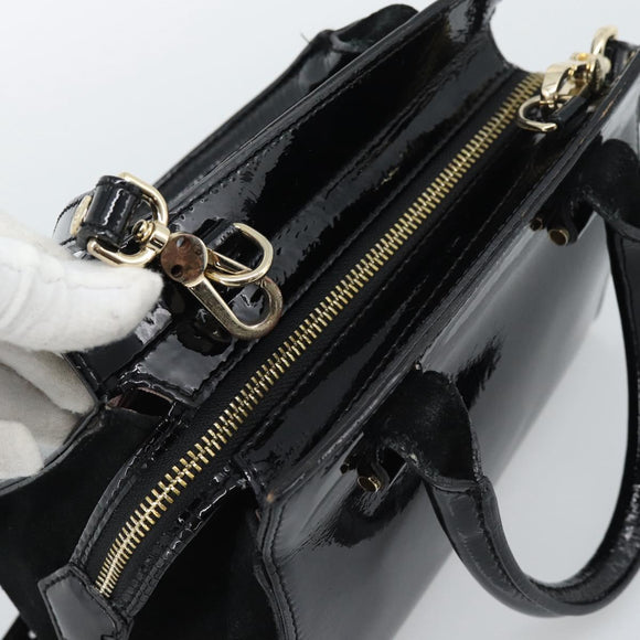 Vivienne Westwood Patent Hand Bag 2way Black Gold Tone Auth 192886A