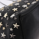 Jimmy Choo Hand Bag Leather Black Gold Tone Auth 192887A-9