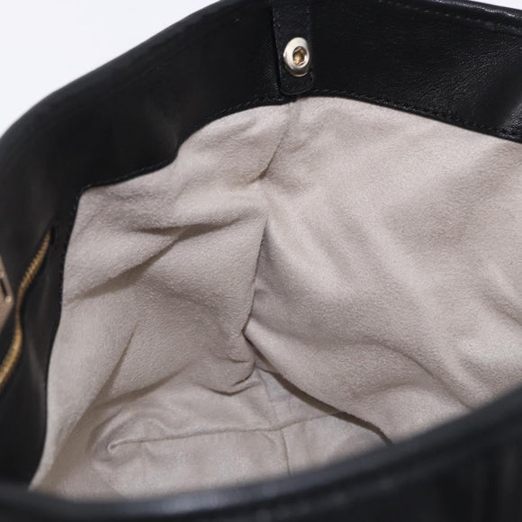 Jimmy Choo Hand Bag Leather Black Gold Tone Auth 192887A