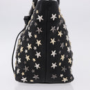Jimmy Choo Hand Bag Leather Black Gold Tone Auth 192887A-3