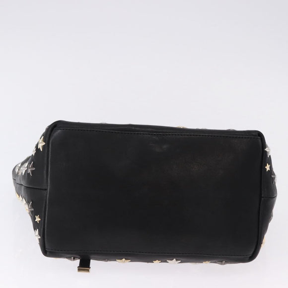 Jimmy Choo Hand Bag Leather Black Gold Tone Auth 192887A