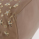 Jimmy Choo Hand Bag Leather Beige Gold Tone Auth 192888-11