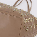 Jimmy Choo Hand Bag Leather Beige Gold Tone Auth 192888-12