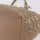 Jimmy Choo Hand Bag Leather Beige Gold Tone Auth 192888-14