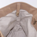 Jimmy Choo Hand Bag Leather Beige Gold Tone Auth 192888-19