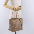 Jimmy Choo Hand Bag Leather Beige Gold Tone Auth 192888-23