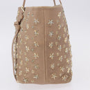 Jimmy Choo Hand Bag Leather Beige Gold Tone Auth 192888-5