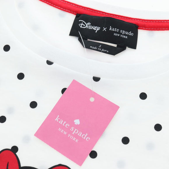 Kate Spade Disney Short-Sleeved T-Shirt Cotton White Pink Auth 192889M