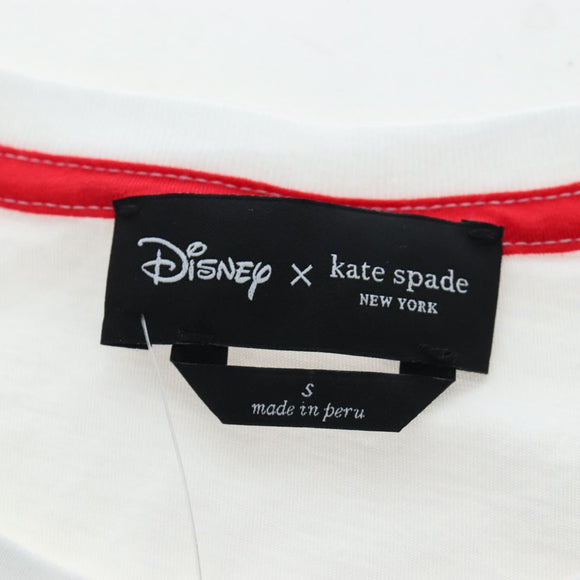 Kate Spade Disney Short-Sleeved T-Shirt Cotton White Pink Auth 192890M