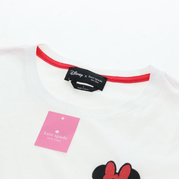 Kate Spade Disney Short-Sleeved T-Shirt Cotton White Pink Auth 192890M